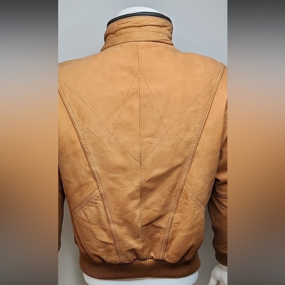 WINLIT GENUINE LEATHER JACKET SMALL CAMEL COLOR - Picture 2 of 4